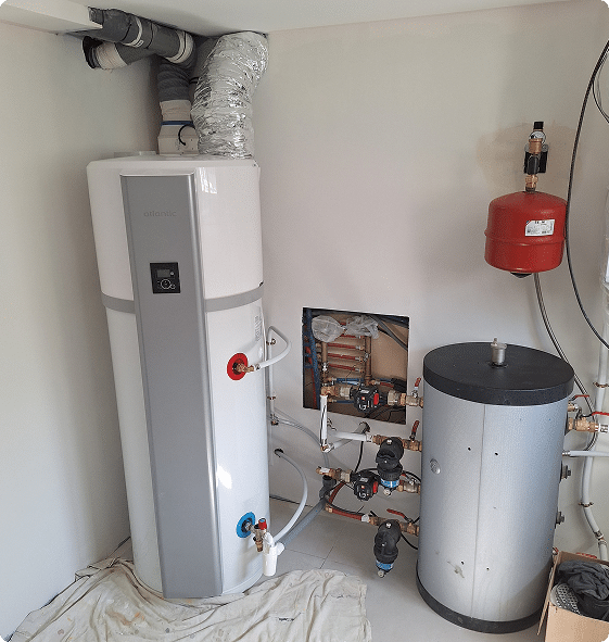 Ballon thermodynamique installé en intérieur