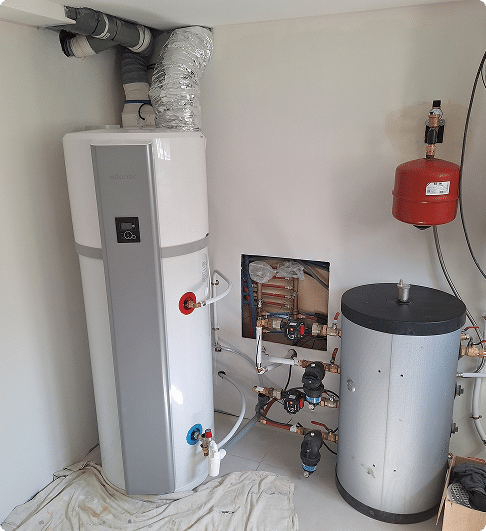 Installation complète pompe à chaleur air-eau et ballon thermodynamique